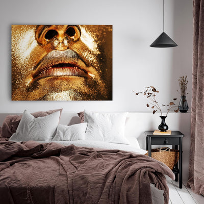 wandmotiv24 Leinwand-Bild Gold Collection, Grösse 40x30cm, Querformat, Gesicht in Gold-metallic, Top