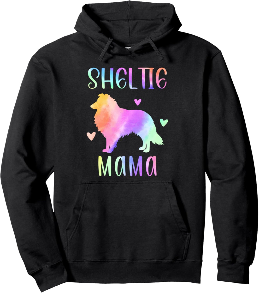 Sheltie Mama Shetland Sheepdog Mom Regenbogen Aquarell Pullover Hoodie