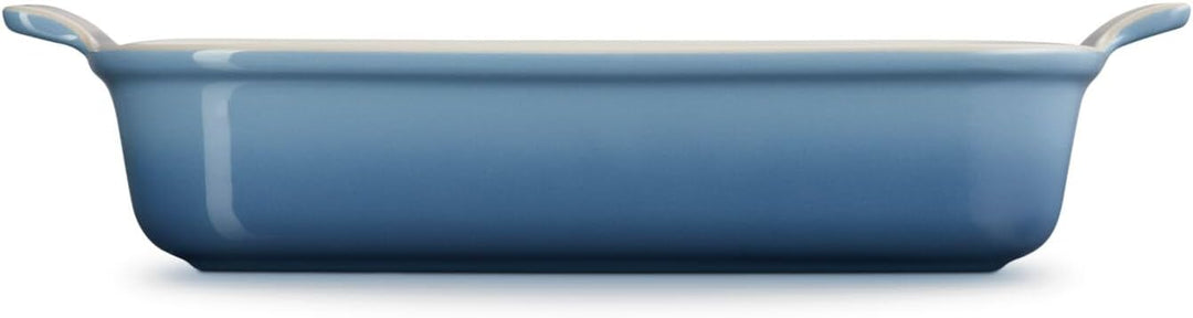 Le Creuset Rechteckige Auflaufform Tradition aus Steinzeug, 32 cm, 2.31 kg, Chambray, 71102324340001