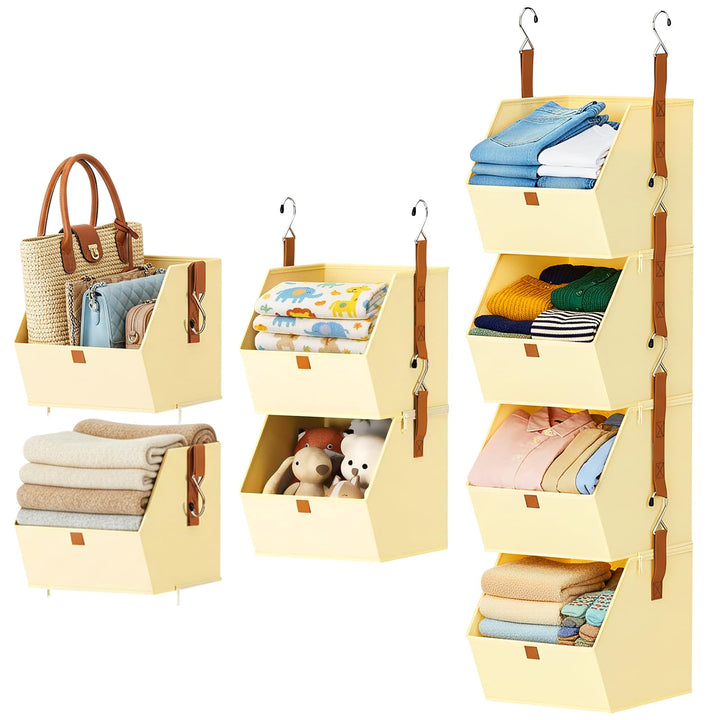 Hängeorganizer, 4 Fächern Hängeaufbewahrung Metallhaken Hängeregal Schrank Organizer Hängend Faltbar
