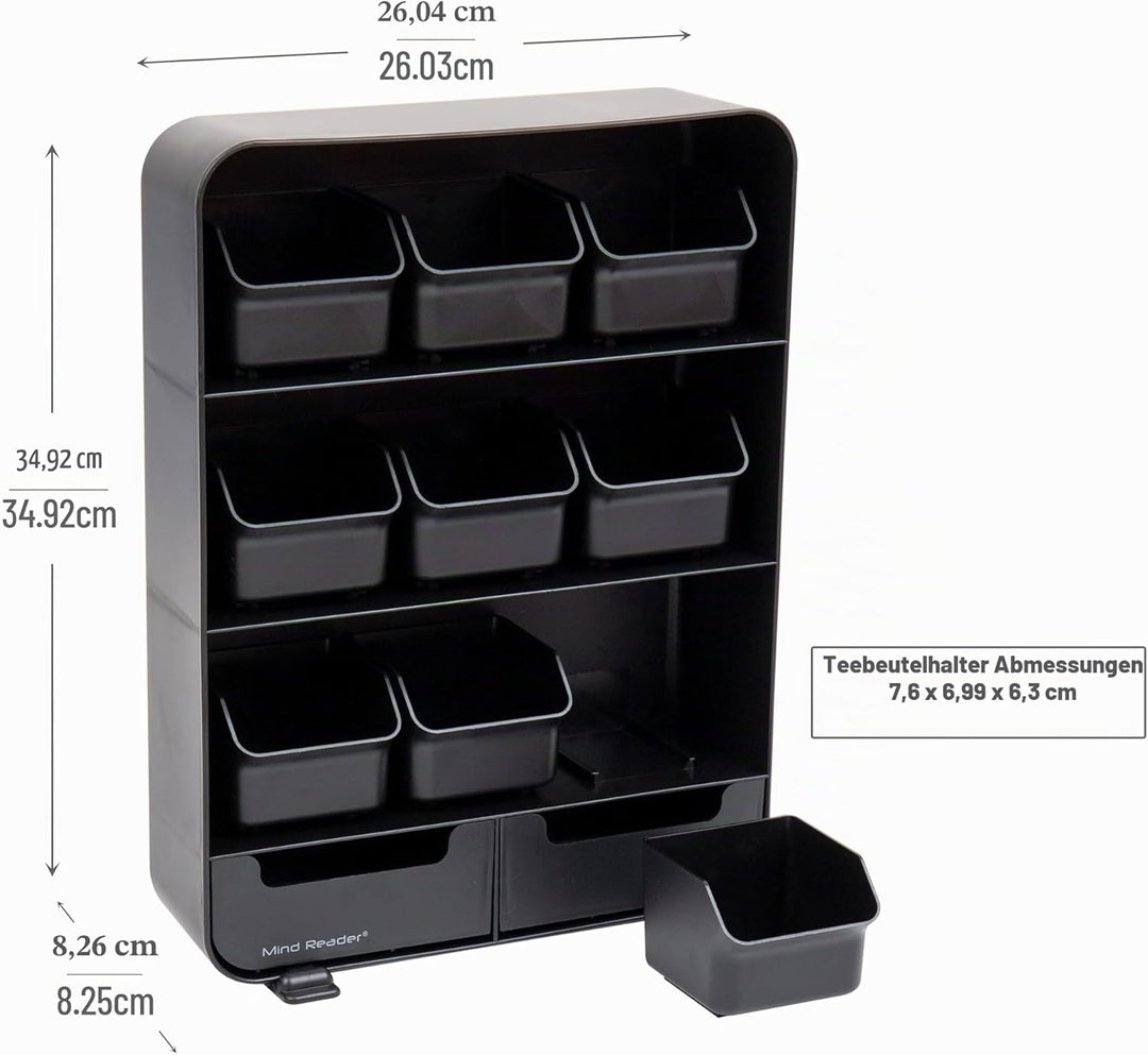 Mind Reader "Baggy" Teebeutel Stand und Organizer 180 Teebeutel 180 Tea Bags - Black, 180 Tea Bags -
