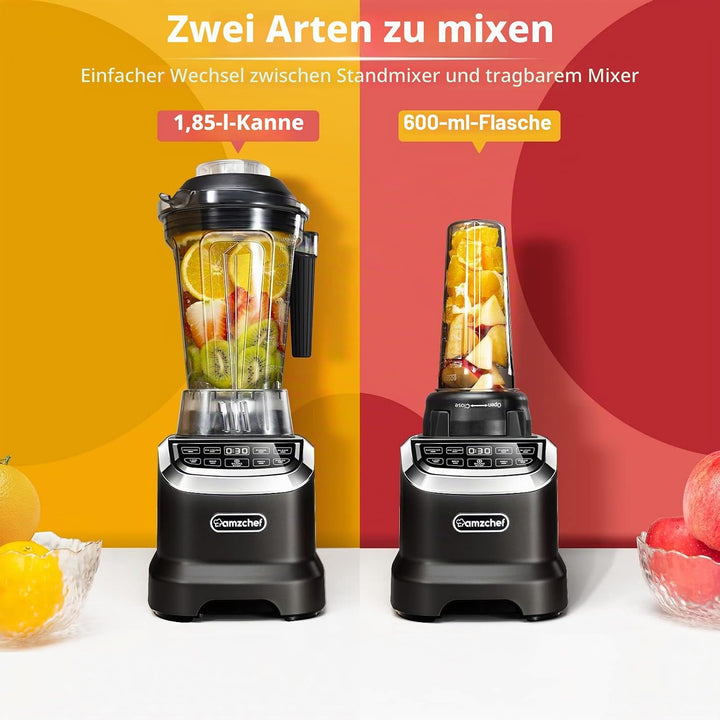 AMZCHEF 2-IN-1 Standmixer mit Zwei Mischbehälter - Blender mixer Hochleistungsmixer 1800 Watt Mixer