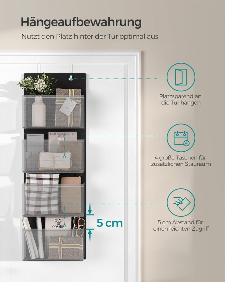 SONGMICS Hängeorganizer mit 4 Taschen, 2er Set Kleiderschrank-Organizer, Hängeaufbewahrung, Tür-Orga