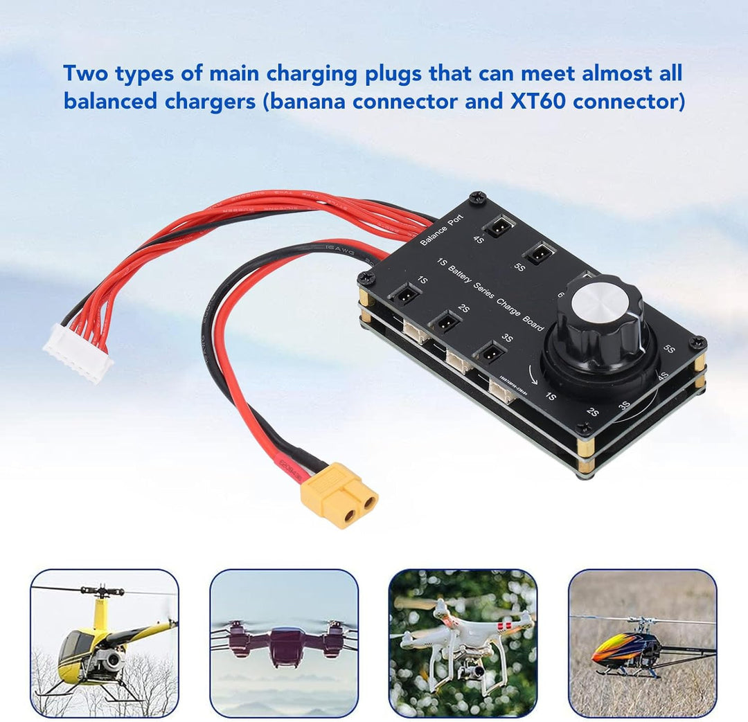6-Kanal LiPo Batterie Balancer Ladeplatine 1S mit PH2.0- und BT2.0-Anschlüssen und drehbarem Schalte