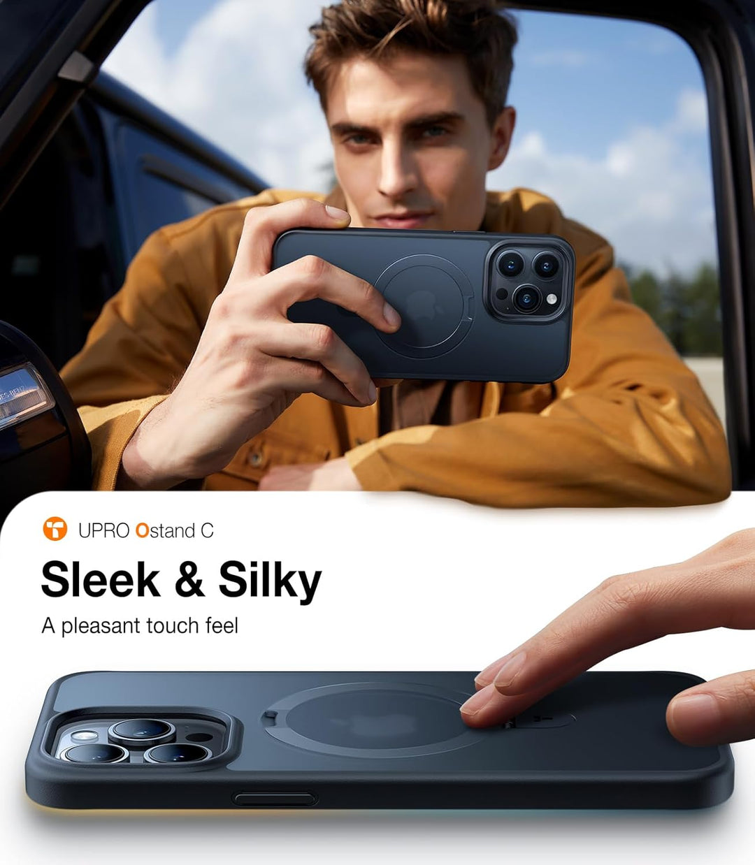 TORRAS Ostand All-in-One für iPhone 15 Pro Hülle für MagSafe (Nr.1 Magnetkraft, Unsichtbarer Ständer