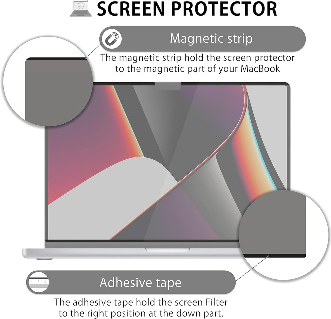 MyGadget Magnetische Sichtschutzfolie kompatibel mit MacBook Pro 16 [Model No. A2485 | A2780 | A2991