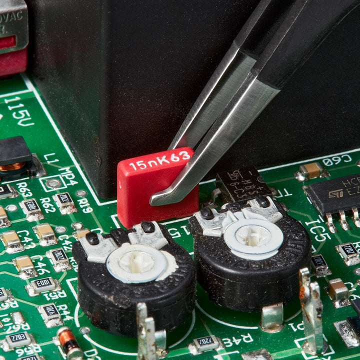 Knipex Präzisions-Pinzette für SMD-Technology, gebogen mit glatten Greifflächen, Edelstahl, schwarz,