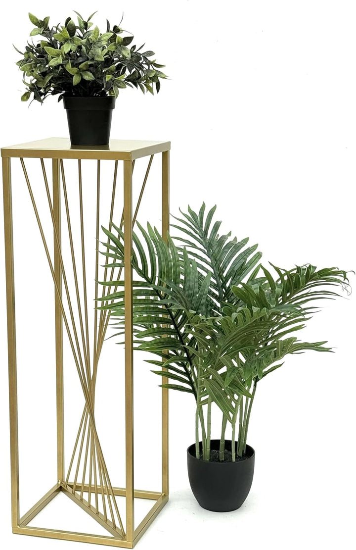 DanDiBo Blumenhocker Metall Gold Eckig 70 cm Blumenständer Beistelltisch 96565 Blumensäule Design Mo