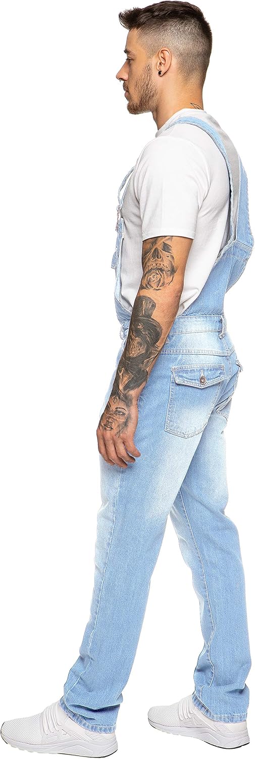 989Zé ENZO Herren Latzhose Denim Blau Arbeitsmode Latzhose Casual Overalls Jeans 30 - 50 Taillengrös