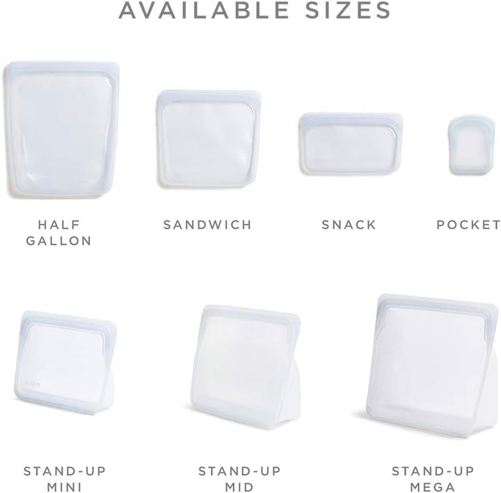 stasher Silikonbeutel für Lebensmittel, Stand Up Bag (Aqua) | wiederverwendbare Gefrierbeutel | abwa
