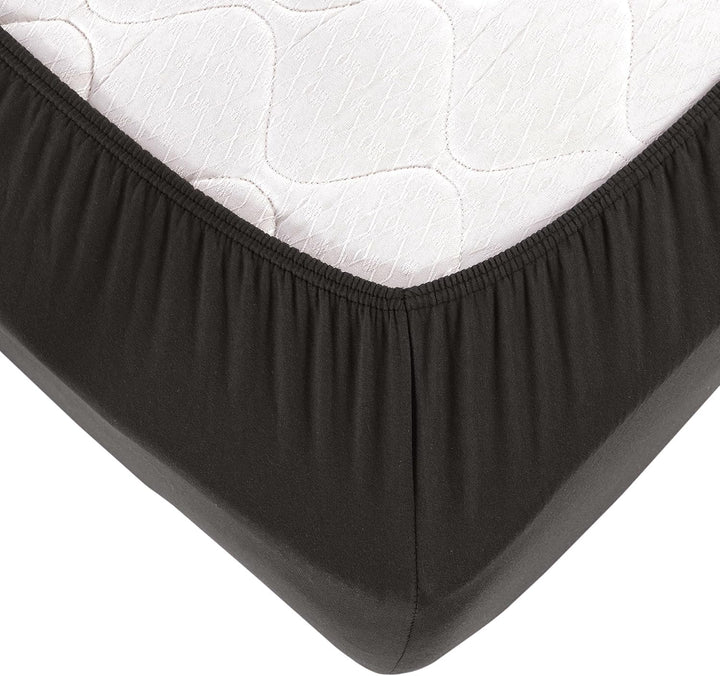 Vency Premium Jersey Spannbettlaken 100x200cm Schwarz - Spannbetttuch 100% Baumwolle, Bettlaken 100x