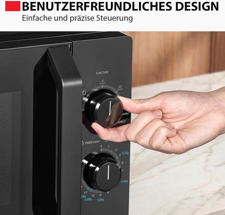 Toshiba MW2-MG20PE(BK) Mikrowellenherd 700 W mit knuspriger Grill- & Kombigarfunktion, 5 Leistungsst
