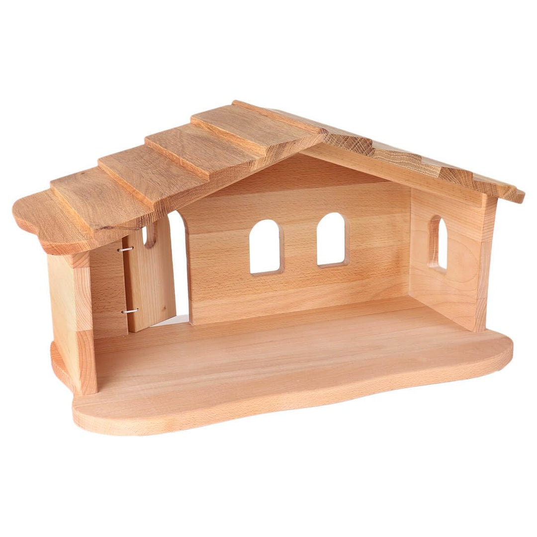 Holzspielzeug Peitz Weihnachtskrippe aus Holz | Krippenstall mit Stall und Hauptraum | Vielseitig al