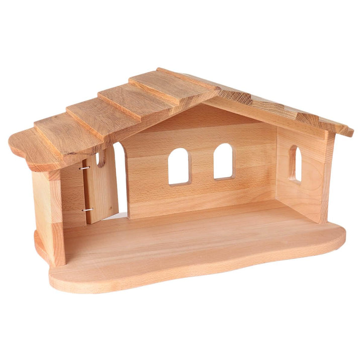 Holzspielzeug Peitz Weihnachtskrippe aus Holz | Krippenstall mit Stall und Hauptraum | Vielseitig al
