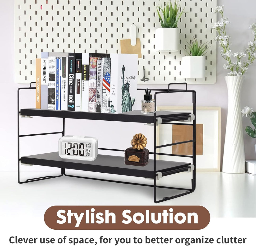 powerking Schreibtisch Regal Organizer, 2-Tier Desktop Regale, justierbare Bücherregal Speicher Rack