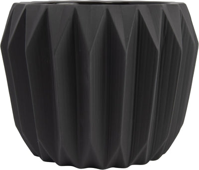 Bloomingville Moderner Übertopf aus Steingut, geriffelt, mattgrau, 20,3 x 15,2 cm Grau Dunkel, Grau
