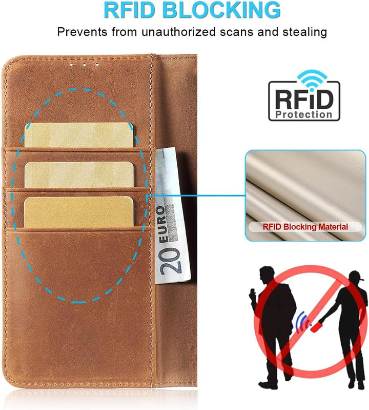 LENSUN Echtleder Hülle für Samsung Galaxy S26 Plus, Handyhülle [Premium Echtes Leder][RFID Schutz][K