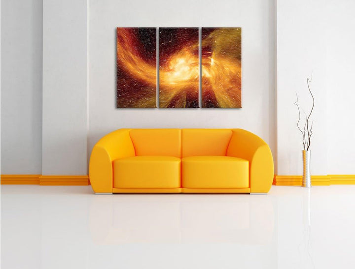 Pixxprint Sternenstaub und Gasnebel in Einer fernen Galaxie Kunst Buntstift Effekt 3-Teiler Leinwand