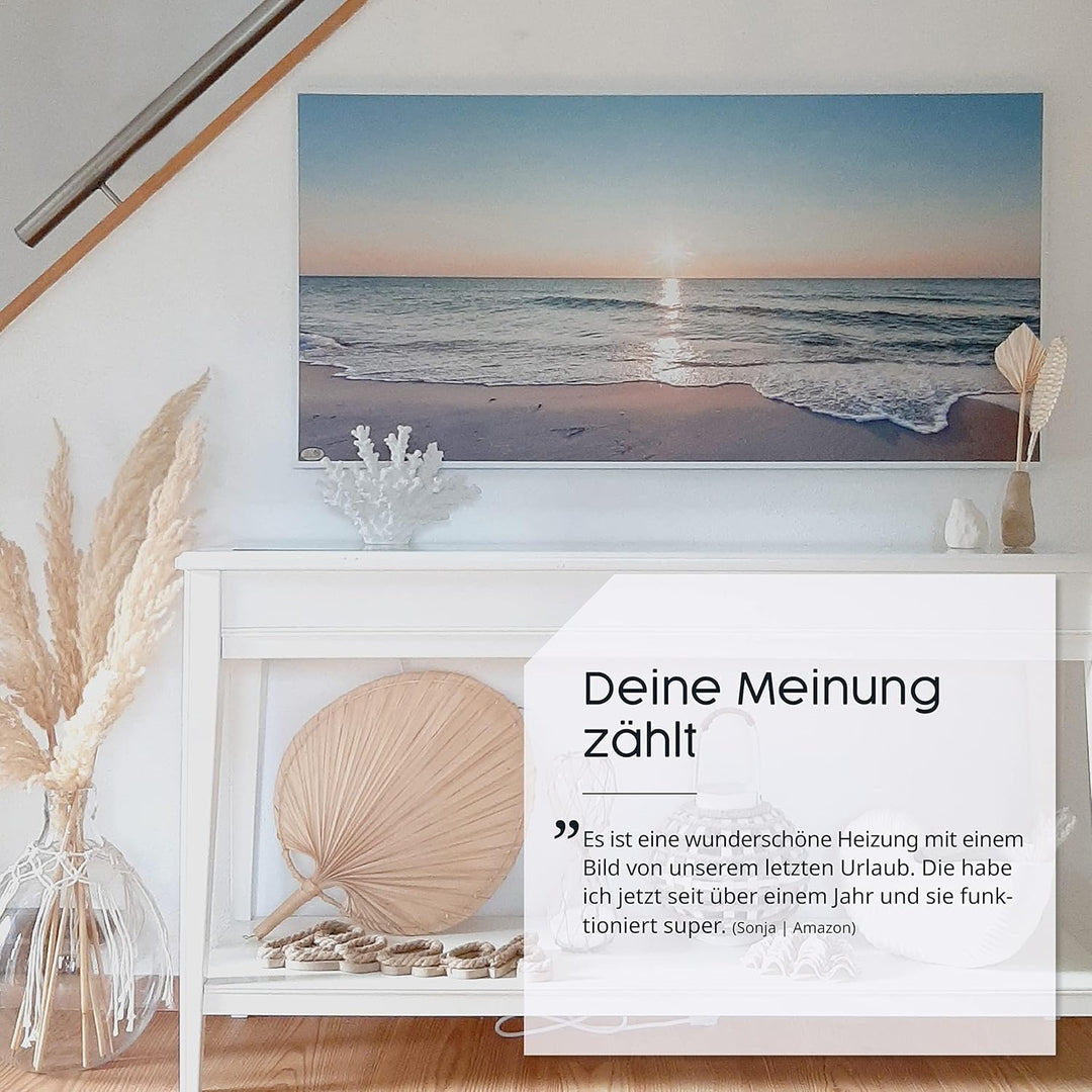 Infrarotheizung mit Bild – Bildmotiv – TÜV SÜD - 800 Watt Bildheizung - Weisser Rahmen (40. Insel Pa