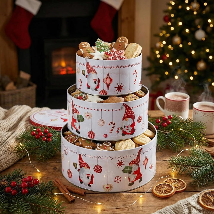 MIJOMA Keksdosen Set Weihnachten – 3er Set Metalldosen mit Deckel – runde Dosen mit Weihnachtsmotiv