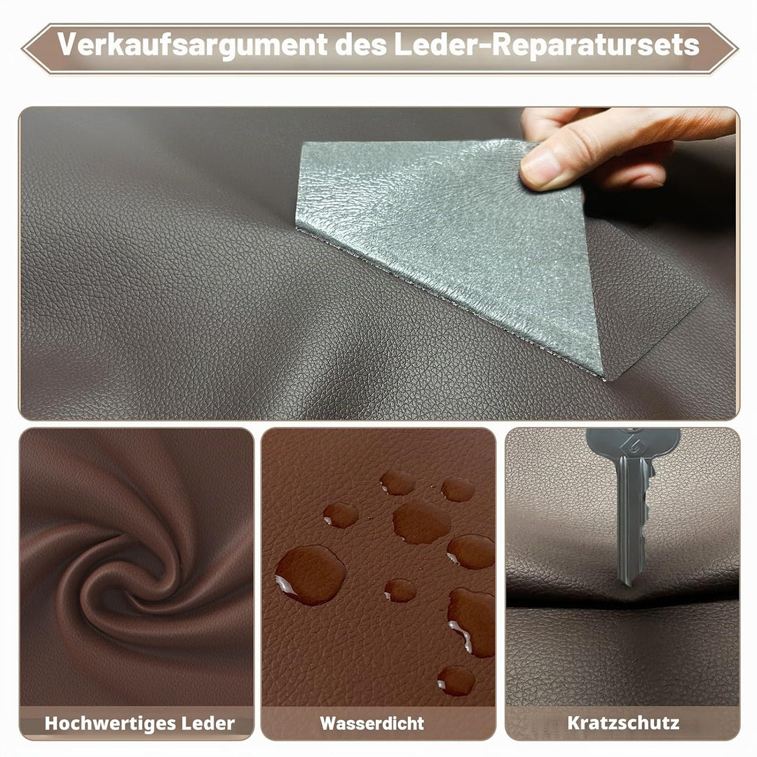 Kunstleder Selbstklebend, 60x200 cm Dunkelbraun Leder Reparatur Patch, Lederflicken Selbstklebender,