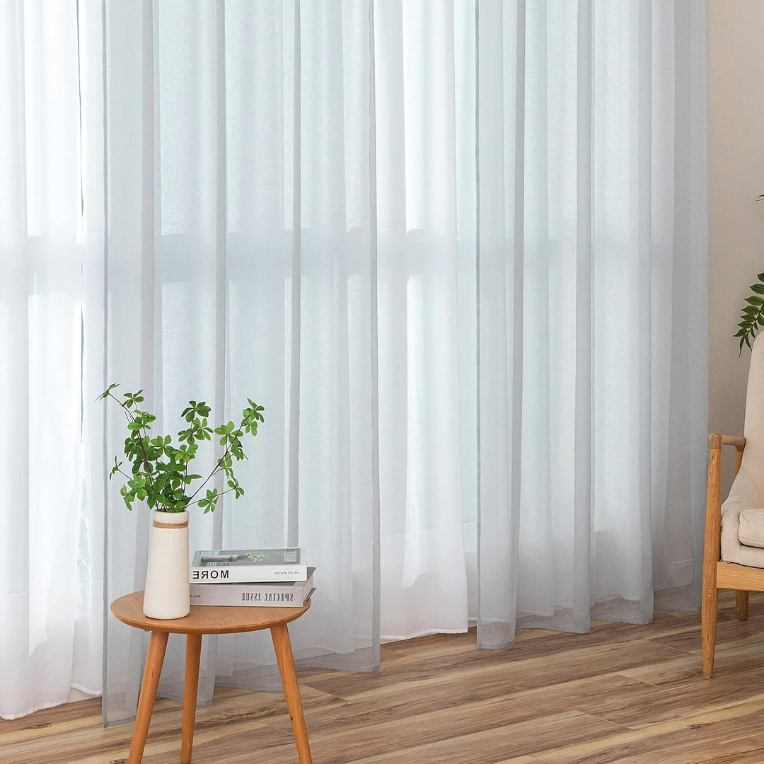 MIULEE Gardinen Kurz mit Ösen Transparente Optik Gardine Ösenvorhang Ösenschal Transparent Durchsich