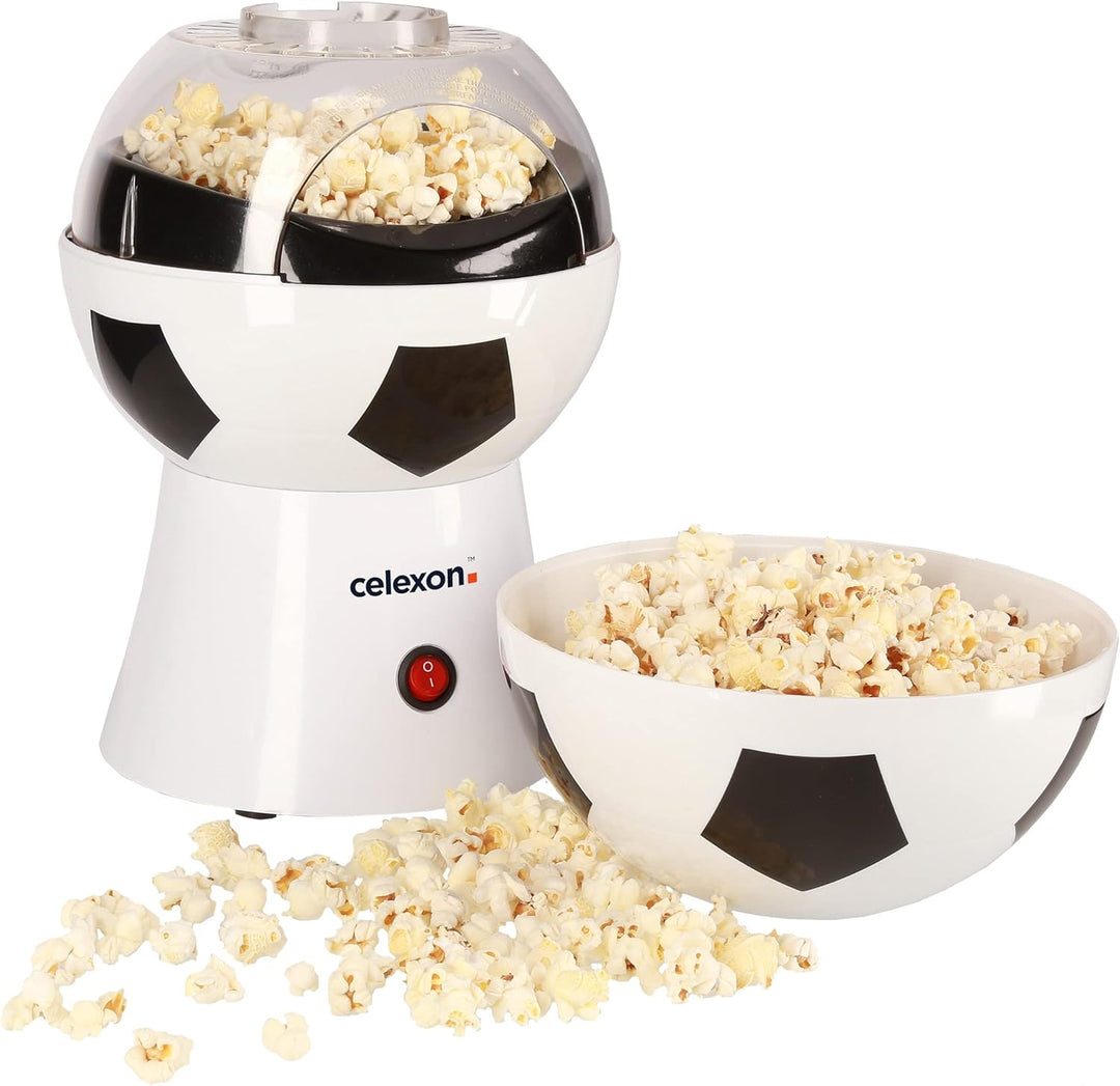 celexon SoccerPop SP10 Popcorn-Maschine - 20x20x29cm - Gewicht:1,2kg - weiss/Fussball-Design- ohne Ö