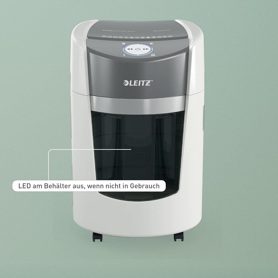 Leitz IQ Optimax Small Office 350 P5 Aktenvernichter, Mikroschnitt, Bis 8 Blatt 80 g/m², 33 Prozent