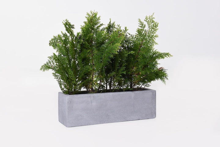 VIVANNO Blumenkasten Balkonkasten Pflanzkasten Fiberglas FLOBO Beton-Optik grau - 15x60x17 cm 15x60x