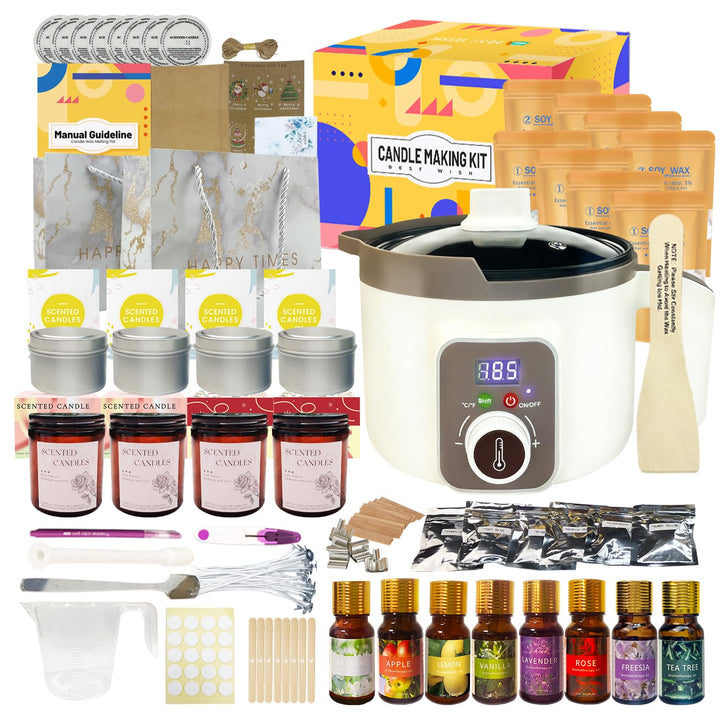 LINGQIAN DIY Kerzenherstellung Set Digital, Elektrisch Kerzen Selber Machen Kit Sojawachs, Wachsschm