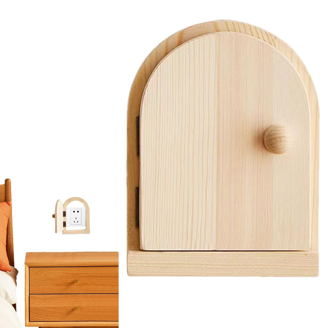 Steckdosenabdeckplatten, Feentür-Abdeckung, Holzsockel, dekorativer Rahmen, kein Bohren, Steckdosena