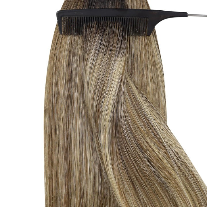 YoungSee Nanoring Extensions Balayage Nanoring Extensions Echthaar 1g Braun Balayage Blond Nanoring