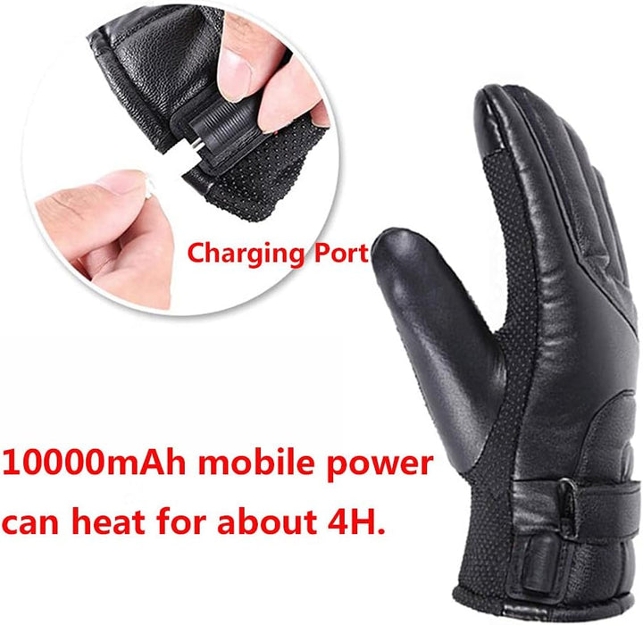 Motorrad elektrisch beheizte Handschuhe, TOTMOX Winter winddichte warme Handschuhe, Unisex USB-betri