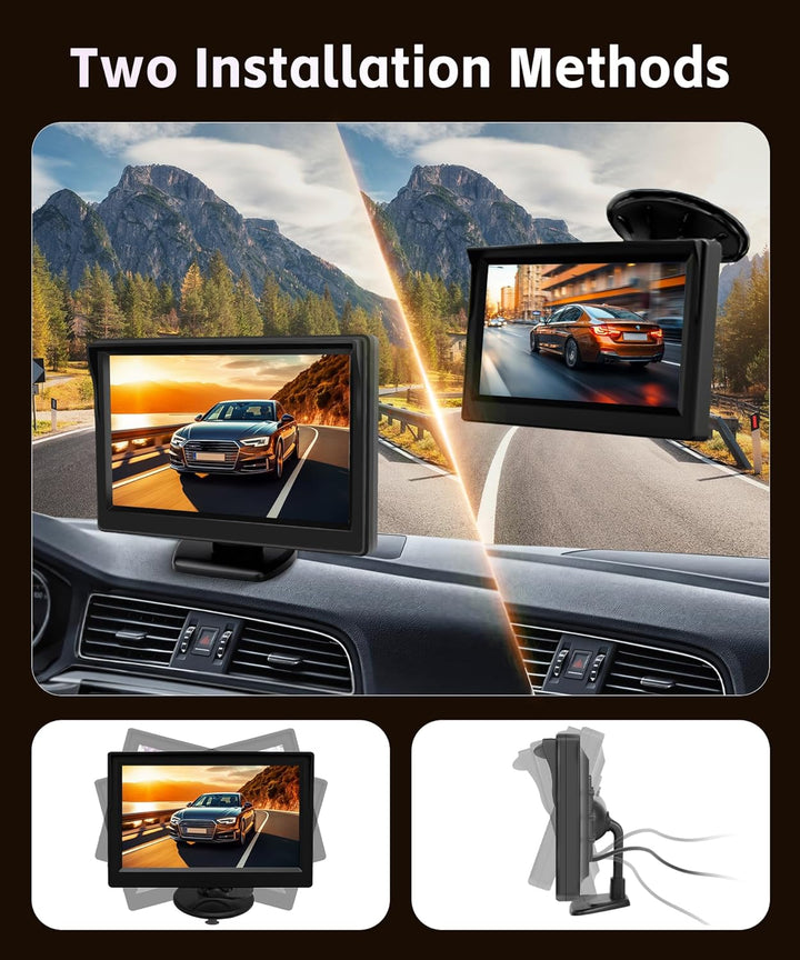 HD 4.3 Zoll Rückfahrkamera Kit mit Kameras, Rückfahrkamera mit IP68 Wasserdicht Nachtsicht Superweit