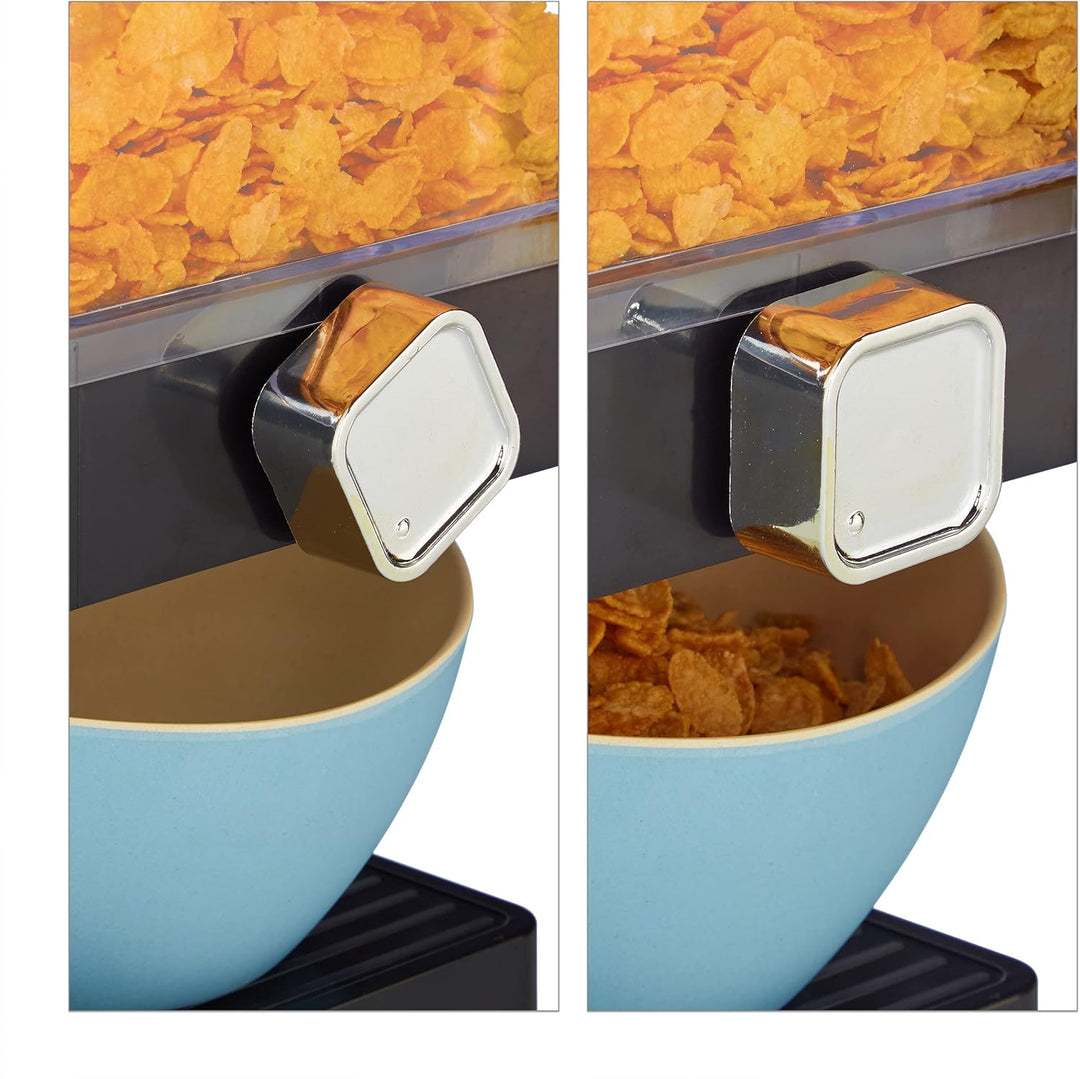 Relaxdays Müslispender doppelt, Cerealienspender für Müsli, Cornflakes, Süssigkeiten, Snackspender K