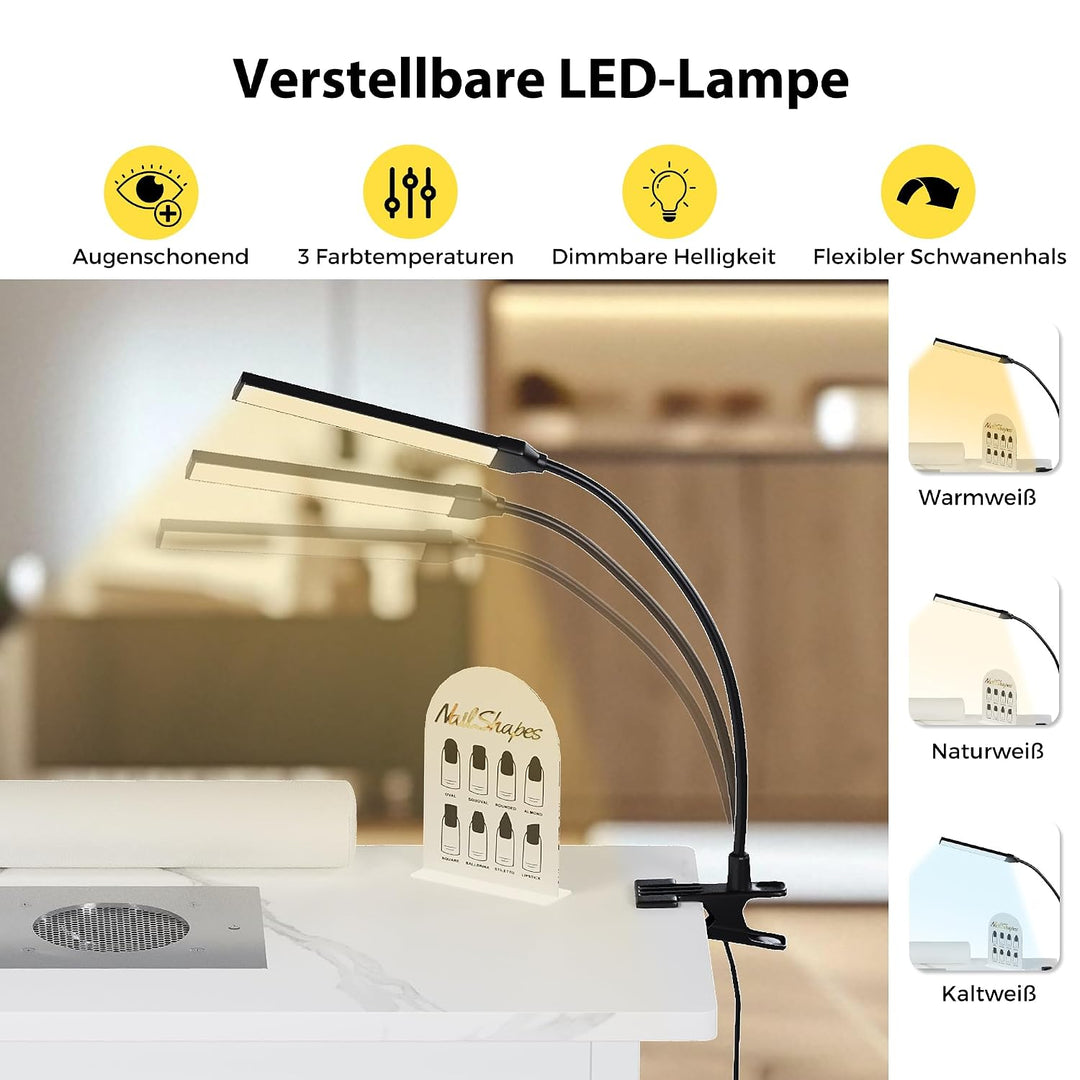 Tragbarer Nageltisch mit Staubabsaugung und LED-Lampe, Klappbarer Manikürtisch mit Tragetasche, Hand
