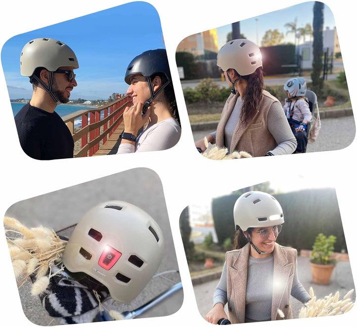 Crazy Safety Vertigo Matt Schwarz Fahrradhelm mit Vorder- und Rücklicht USB | Skater-Helm für Roller
