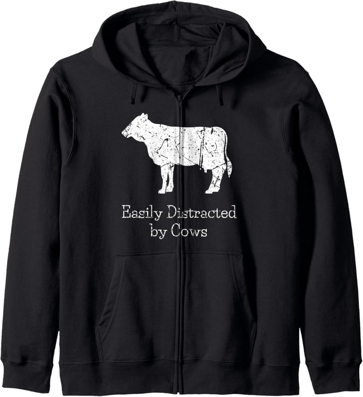 Bauerngeschenk leicht abgelenkt von Kühen Farm Animal Cow Kapuzenjacke