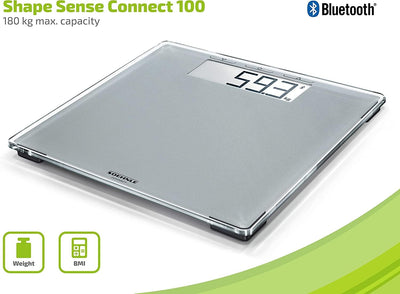 Soehnle Digitale Personenwaage Style Sense Connect 100 mit Bluetooth® und App-Anbindung, Waage mit g