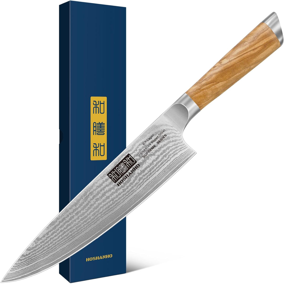 HOSHANHO Damastmesser Küchenmesser 20cm, 67 Schichten Damaststahl Kochmesser, Extra Scharfes Japanis