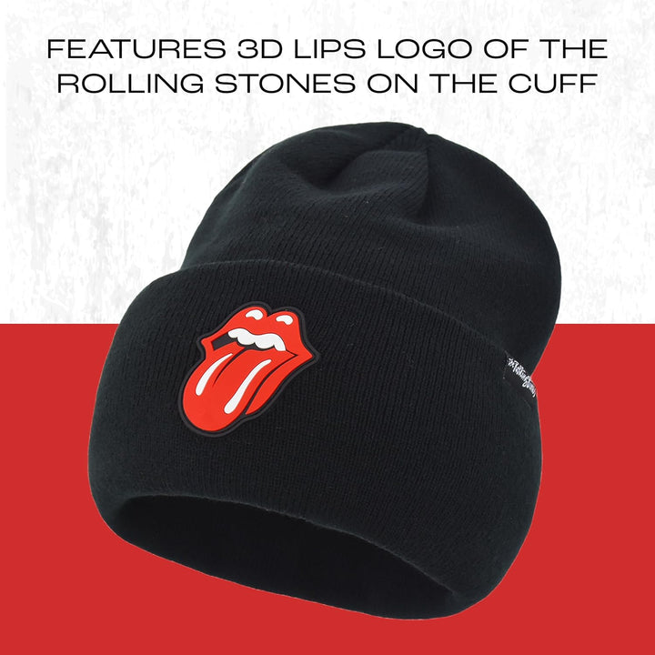 Concept One Unisex-Erwachsene The Rolling Stones Winter Knit Cap mit Rubber Patch Lippen Logo und Ma