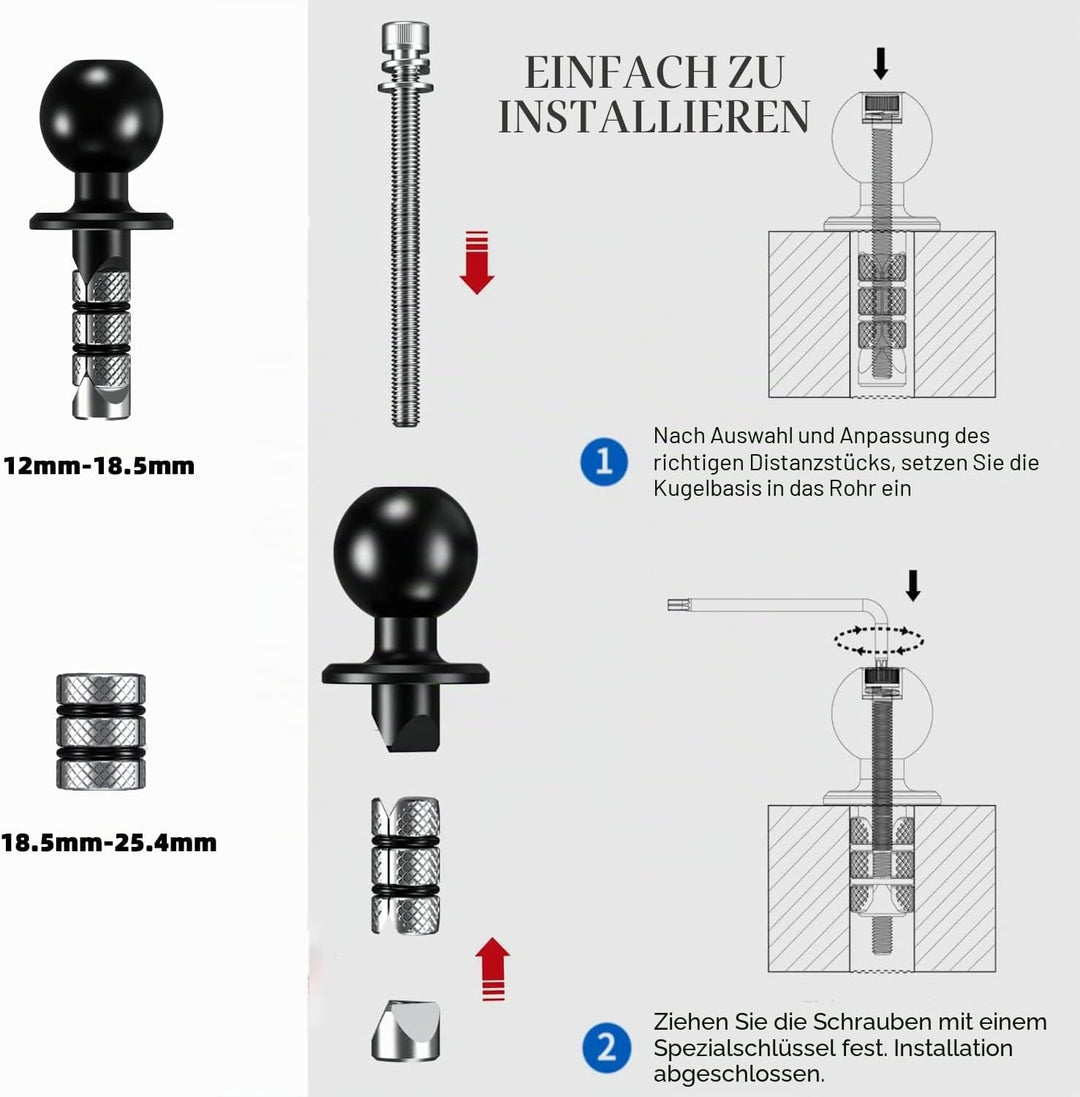 iMESTOU Motorrad Gabelschaft Handyhalterung, Anti-Vibration 1“ Kugel Handyhalterung mit Anti-Diebsta