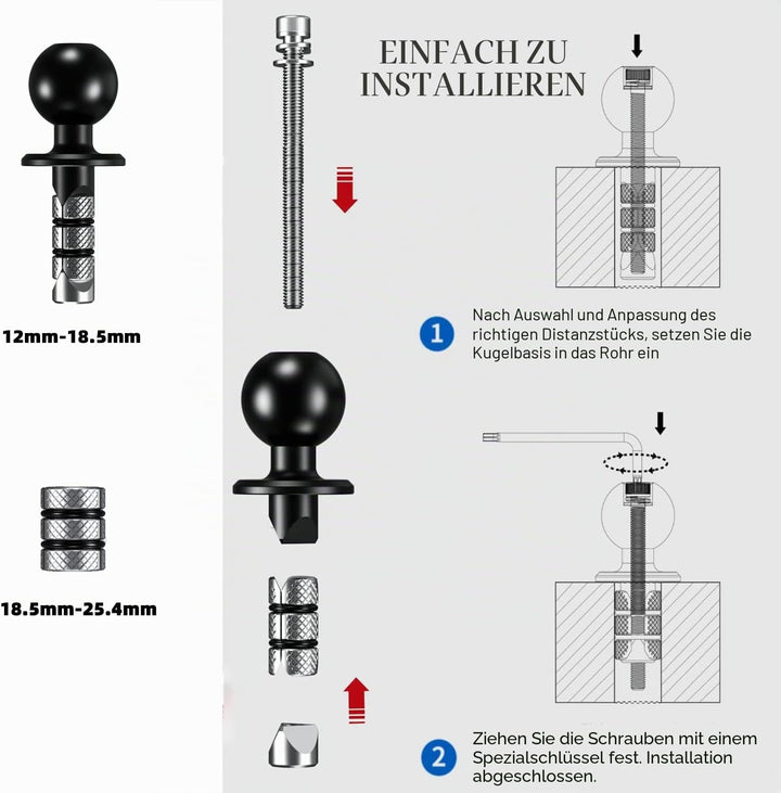 iMESTOU Motorrad Gabelschaft Handyhalterung, Anti-Vibration 1“ Kugel Handyhalterung mit Anti-Diebsta