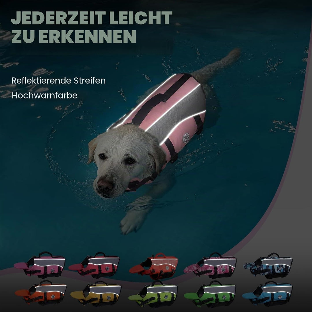 VIVAGLORY Front Float Schwimmweste Hund, Hundeschwimmweste für Bootfahren, Schwimmweste with Kopfstü