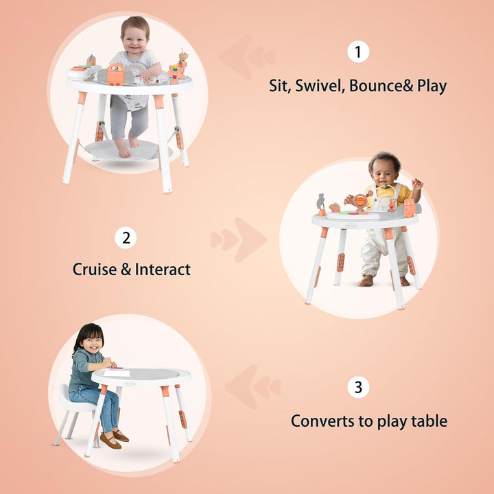 UBRAVOO Baby-Aktivitätszentrum, 3-in-1 Baby Lauflernhilfe mit abnehmbaren Spielzeugen und 360° Drehb