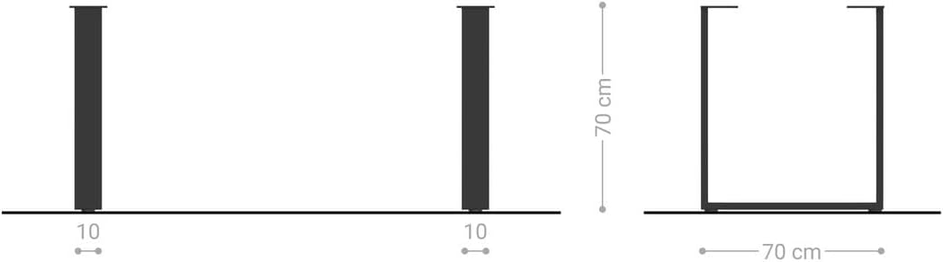 DELIFE Tischbeine Edelstahl Schmal (2er-Set) Tischgestell B9 x T64 x H71 cm, B9 x T64 x H71 cm