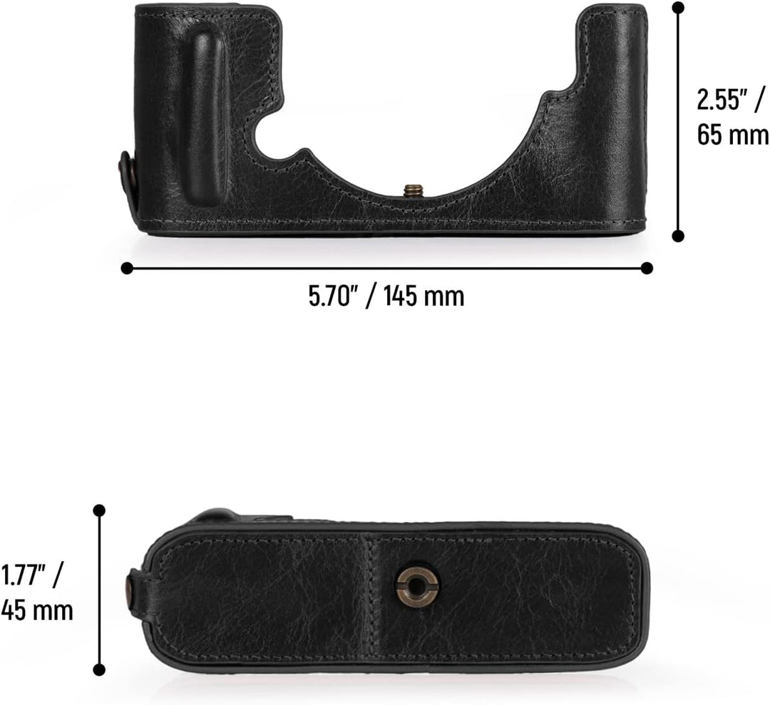 MegaGear MG2016 Ever Ready Genuine Leather Camera Half Case Compatible with Nikon Z fc (Schwarz), Sc