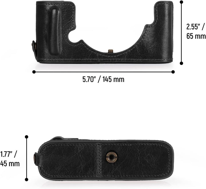 MegaGear MG2016 Ever Ready Genuine Leather Camera Half Case Compatible with Nikon Z fc (Schwarz), Sc