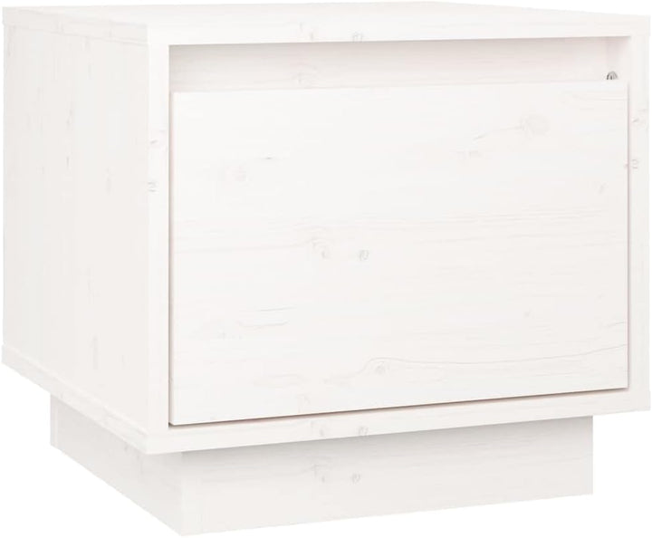 Bedside Table Nachtkonsole Beistelltisch mit Stauraum Night Stand Nachttisch Weiss 35x34x32 cm Massi