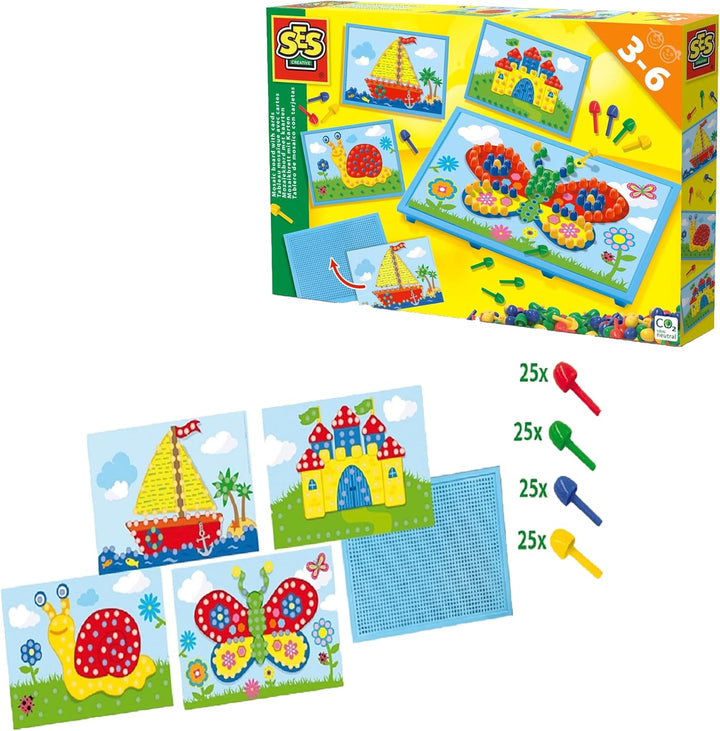 SES Creative 14898 14898-Mosaikbrett mit Vorlagen, Geel, Mittel Modern, Modern